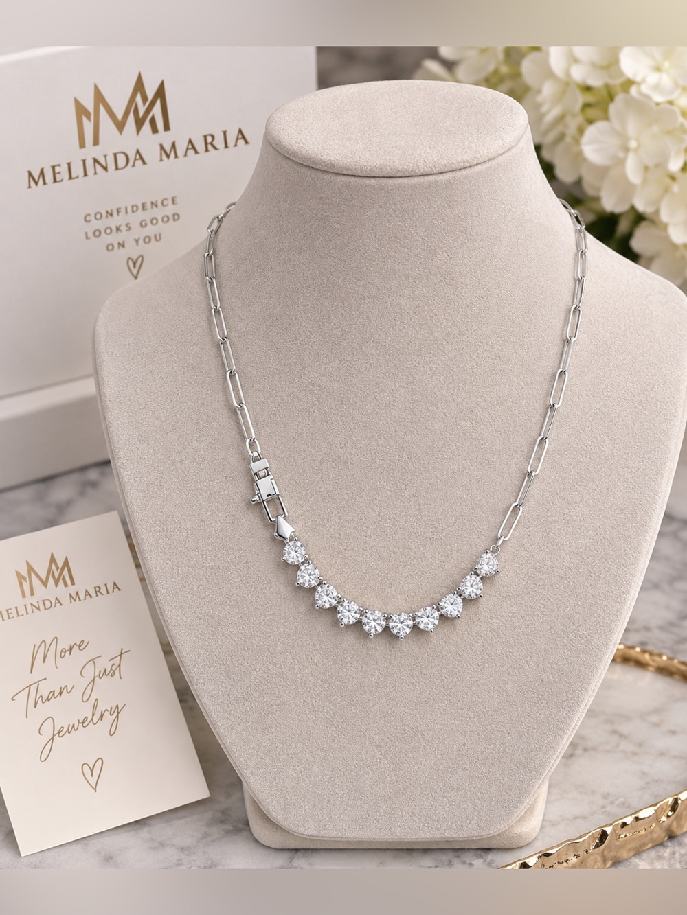 NWT Melinda Maria Not Your Basic Samantha 5mm Necklace Silver 18”
